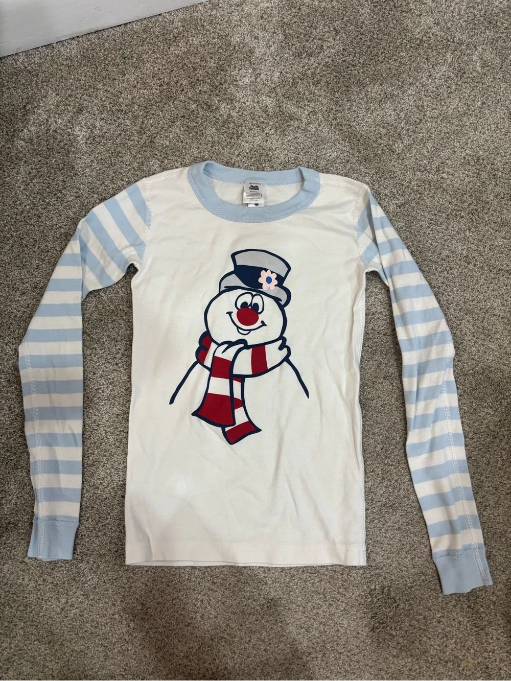 Hanna Andersson frosty the snowman kids christmas pajama shirt 12 organic cotton